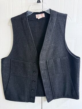 Filson Black Wool Button-Front Vest
